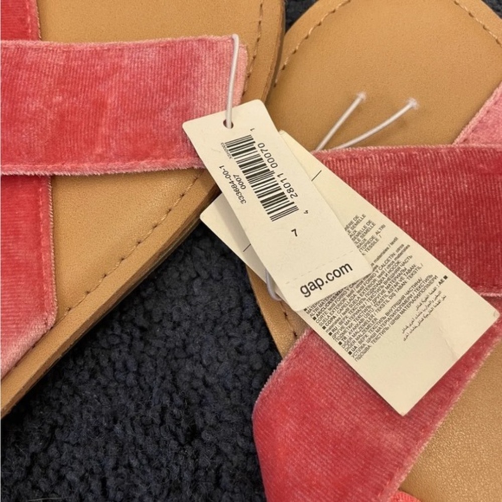 GAP Slides NWT VELVET CRISS CROSS Sz 7 Fabric Pink Womens Sandals Shoes summer‎ - Picture 9 of 9